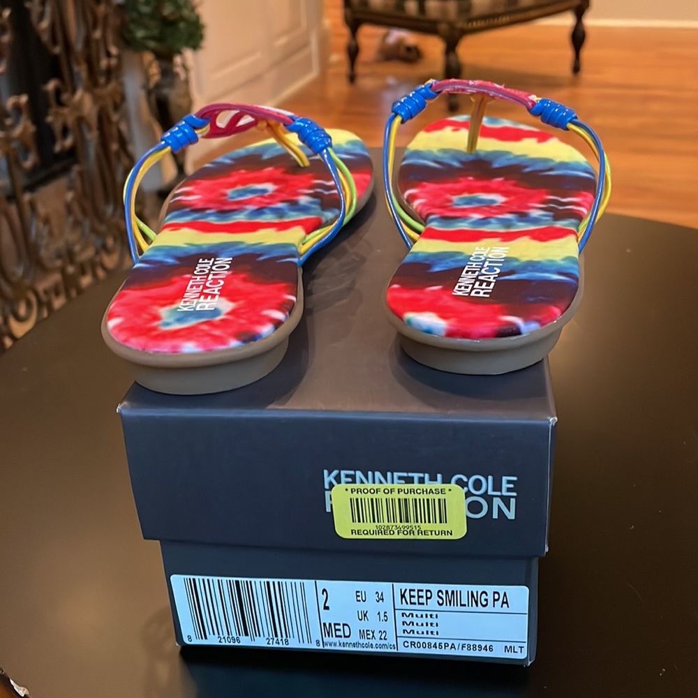 NIB-Kenneth Coke Reaction thong sandals -multi color-size 2-so fun! - Picture 3 of 4